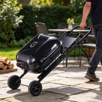 Barbecue portable 3-en-1 allemand sans fumée avec fumoir, hot pot et gril de table sur chariot