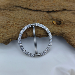 Calendo cổ điển núm vú Vòng ASTM F136 Titan vòng CZ paved núm vú lá chắn Vòng G23 Titan Barbell núm vú piercing đồ trang sức - Product Image 6