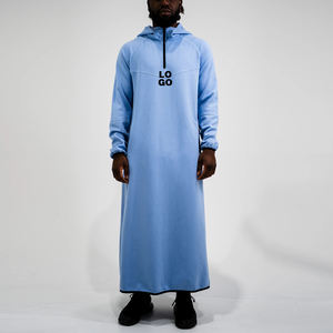 Nouveau design personnalisé 2026 – Thobe émirati et marocain pour homme avec capuche, broderie et impression de logo – Kandura à manches longues pour homme - Product Image 3