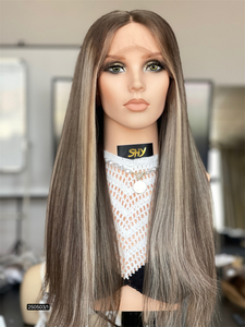 SHY HAIR Cabello humano recto de hueso virgen europeo Pelucas de encaje de realce Rubio 5,0 Salón de un solo nudo Color personalizado de alta calidad - Product Image 3