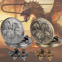 Étui à dés Dungeons and Dragons avec collier, accessoires de jeu de rôle, ensemble de dés DND en métal avec coque de montre de poche