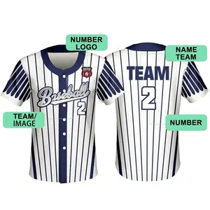 Top Qualité En Gros Pas Cher Haute Qualité Uniforme De Baseball Conception Personnalisée Blanc Sublimation Maillot De Baseball - Product Image 3