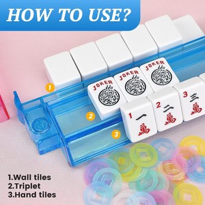 Estante de Mahjong Americano de Lujo de 18 Pulgadas con Empujador 2 en 1, Soporte Portátil de Acrílico para Fichas, 4 Piezas Multicolor - Product Image 2
