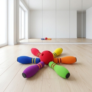 Jeu de bowling 6 quilles <span class=keywords><strong>en</strong></span> <span class=keywords><strong>mousse</strong></span> de caoutchouc NBR pour enfants, fabriqué <span class=keywords><strong>en</strong></span> Chine par un fabricant OEM, pour les sports d'intérieur - Product Image 4
