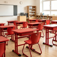 Nouvelle Arrivée - Ensemble Chaise et Bureau Individuel Moderne pour Étudiant avec Cadre en Acier, Base en Plastique Solide, Confortable, pour Salle de Classe, avec Tiroir de Rangement