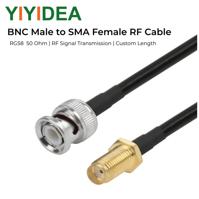 BNC to SMA-Type 50 Ohm Double Braided Copper Shield RG58 Coaxial Extension Cable for Test Equipment and Communication Systems