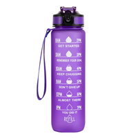 Bouteille d'eau en plastique à large ouverture avec marqueur de temps de 32oz dégradé de motivation sans Bpa pour le sport et le fitness