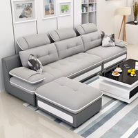 Ensemble de canapés italiens modulables en forme de L, de luxe et modernes, canapé long gris pour le salon, meubles modulables en tissu avec rembourrage en éponge
