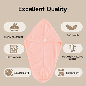 Toalla de microfibra de lujo para secar el cabello, súper absorbente y de secado rápido, para mujer, con diseño sólido, para cabezas grandes - Product Image 3
