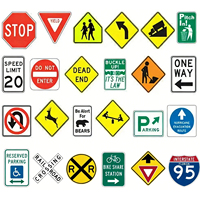 Ensemble de panneaux de signalisation routière standard britanniques, plaques réglementaires routières réfléchissantes en aluminium pour le stationnement, la vitesse et la direction