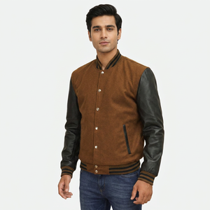 Veste Bomber Varsity en Cuir Personnalisée avec Broderie en Gros pour Hommes, Nouveau Design 2025, Entièrement Personnalisable, OEM - Product Image 1