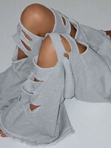 GHH10868- 2025 autunno nuovi <span class=keywords><strong>pantaloni</strong></span> della tuta traforati tinta unita sportivi e Casual <span class=keywords><strong>pantaloni</strong></span> larghi a vita alta - Product Image 2