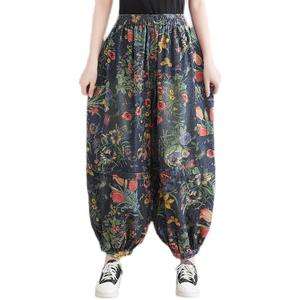 Pantalones Bombachos Casuales de Cintura Alta para Mujer, Talla Grande, Estilo Retro, Estampado Denim, Logotipo Frontal, Nuevo Estilo Primavera Verano - Product Image 5