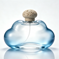 Flacon de parfum de luxe en verre en forme de nuage avec couvercle en pierre volcanique – Récipient vide personnalisé pour fragrance