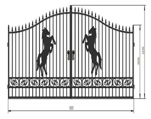 家畜農場の競馬場のためのゲートレーザーカットと錬鉄製のゲートデザイン/鉄製のファンシーゲート