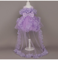 Robe mi-longue en dentelle pour filles avec traîne amovible, idéale pour l'été, les mariages, les anniversaires et les spectacles de piano