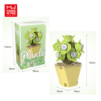 Juego de bloques de construcción de flores para niños, juguete de flores de simulación de planta verde, modelo en maceta pequeña