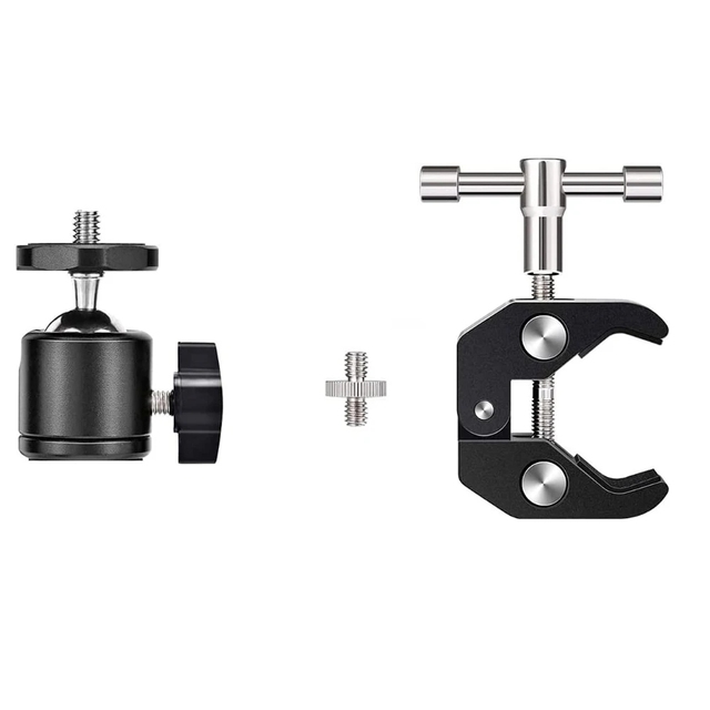 Super Clamp 360 Mini Ball Head Quick Release Clamp Bracket Tripod Mount 1/4 Screw Clamp DSLR Camera