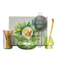 Ensemble de thé matcha Kung Fu en verre à arc, style japonais et minimaliste, résistant à la chaleur, écologique, avec support de séparation, pour un usage domestique