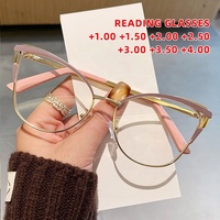 Vente en gros d'usine - Lunettes de lecture élégantes pour femmes, montures optiques en métal œil de chat, anti-lumière bleue, avec prescription pour femmes