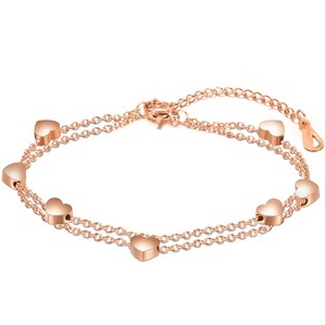 แฟชั่นทอง 24 K สร้อยข้อมือหัวใจผู้หญิงสแตนเลสสร้อยข้อมือหัวใจ - Product Image 3