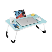 Table de lit réglable de petite taille avec surface en papier mélaminé pour les étudiants en dortoir, support d'ordinateur portable pliable et relevable pour un usage domestique