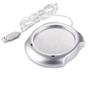 <b>Usb</b> Heated Cup Mat Round Aluminum Alloy Portable Coffee Warmer For Office Desk Use - Product Image 4