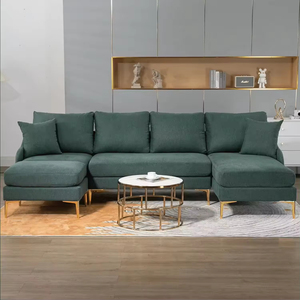 Juego de Sofás Modulares Seccionales Sans Convertible para Sala de Estar, Uso en Apartamentos y Hoteles, Tela Verde - Product Image 2