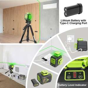 Huepar-estuche de transporte duro <span class=keywords><strong>B03CG</strong></span> Pro, modo de pulso al aire libre y haz verde 3D, Nivel láser giratorio de 12 líneas múltiples - Product Image 4