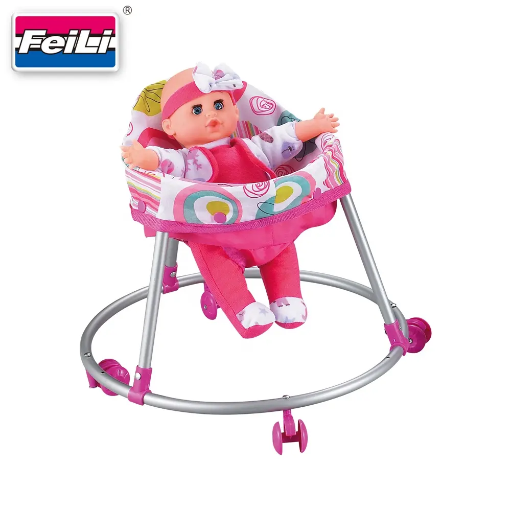 Fei li carrinho de bebê, carrinho de boneca com passador de boneca e 12 ''boneca 3 em 1 conjunto para meninas pra brincar e pré-escolar brinquedo para presente