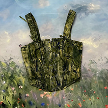 Corset <span class=keywords><strong>vert</strong></span> à motif floral pour femmes avec bretelle à nouer sur le devant et à lacets <span class=keywords><strong>Bustier</strong></span> d'entraînement vintage à la taille - Product Image 6
