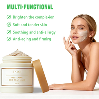 Masque Visage Bio Végan à l'Extrait de Riz Coréen, Vitamine E et Minéraux pour Peaux Sèches - Hydratant, Éclaircissant, Nettoyant en Profondeur des Pores