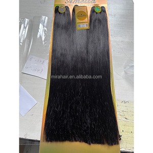Barato al por mayor 8-30 "Alta Calidad brasileño humano doble dibujado onda de agua hueso extensión de cabello liso paquete 3 paquetes de descuento - Product Image 5