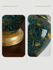 Lampada da <span class=keywords><strong>tavolo</strong></span> con base in ceramica blu e oro europeo porta rame e27 lampada da scrivania con cavo - Product Image 5