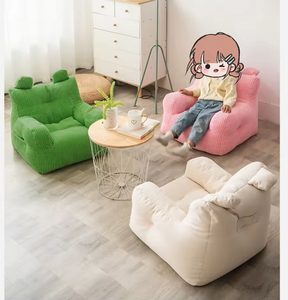 Housse de fauteuil pouf compressé non rembourré en velours côtelé doux et moelleux pour enfants et adultes, idéal pour la maison, le bureau ou le salon - Product Image 2