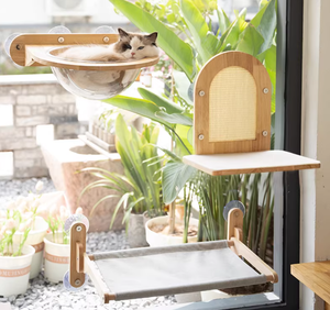 Juguete para gatos <span class=keywords><strong>DIY</strong></span> con ventosas fuertes, hamaca, estante de madera, perchero, cama para gatos en ventana, muebles - Product Image 4