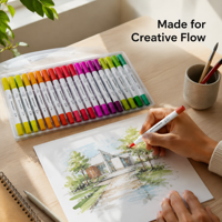 Ensemble de stylos marqueurs à l'encre permanente pour aquarelle, pointe fine, en plastique, pour dessin artistique, avec pointe feutre pour colorer sur papier
