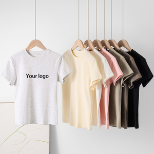 Manufacturer Skin Friendly Soft <strong>Women's</strong> Cotton <strong>T</strong>-<strong>shirts</strong> <strong>Stretch</strong> Spandex Regular Crop Plain Baby Tee Yoga Outdoor <strong>t</strong> <strong>Shirt</strong> <strong>Women</strong> - Product Image 1