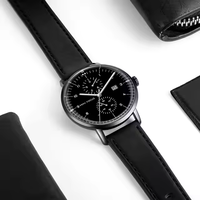 Jam Tangan Pria Quartz Sederhana Mini Focus Tali Kulit MF0052G Diameter Dial 42mm Lebar Tali Kulit Paduan Logam Modis
