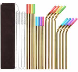 Eco-friendly Reusable Metal Logo 304 <b>Stainless</b> <b>Steel</b> <b>Straw</b> with Bag Customized Free Sample Bar Accessories - Product Image 1