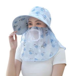 Sombrero de pescador de seda helada con ala ancha, protección solar y para el cuello, transpirable, para trabajo al aire libre, recolección de té, para adultos, mujeres y hombres - Product Image 1