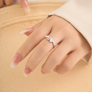 Butterfly Shaped Open <b>Ring</b> With Zircon And Pearls Adjustable Index <b>Finger</b> <b>Ring</b> For Gift - Product Image 2