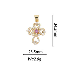 Themed Pendants Cross Shape Crystal Rhinestone Bezel Setting Women's Everyday Wear Necklace Charm - Product Image 2
