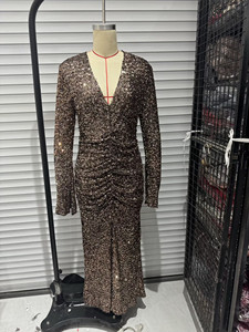 KAR&OT ZA Abito da Donna Primavera 2026 Nuovo Elegante e alla Moda <span class=keywords><strong>con</strong></span> <span class=keywords><strong>Paillettes</strong></span> Scollo a V <span class=keywords><strong>Maniche</strong></span> <span class=keywords><strong>Lunghe</strong></span> 9519108 - Product Image 3