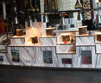 Plaques de comptoir de table en pierre artificielle onyx translucide rétroéclairée fabriquée par l'homme