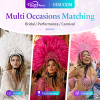Coiffe en plumes de Mardi Gras avec strass verts pour défilé de carnaval, performance de danse, accessoire de costume