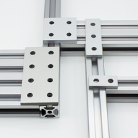 Plaque de jonction plate droite en aluminium pour profilé en aluminium extrudé 20*20mm 15x15 série noire 3 trous