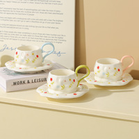 Ensemble tasse à café et soucoupe en céramique peinte à la main, design haut de gamme, mug créatif, tasse à thé de l'après-midi, compatible micro-ondes et lave-vaisselle