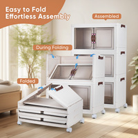 Armoire de rangement moderne modulaire pliable à 4 niveaux en plastique, avec 3 tiroirs, porte magnétique, design léger et portable, à poser au sol, pour la maison