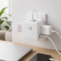 Multiprise Cube Schuko UE Personnalisable avec Logo, 3 Prises, 4 Sorties, Câble de 0,5 m, Interrupteur Principal, Prise de Table Économiseuse d'Espace